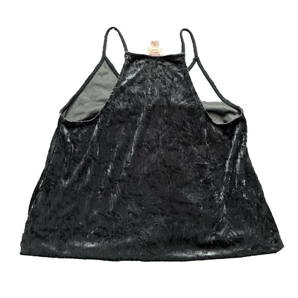 Mossimo Crushed Velvet Swing Camisole Womens SMALL Navy Blue Dark Fairy Goth - Picture 2 of 7